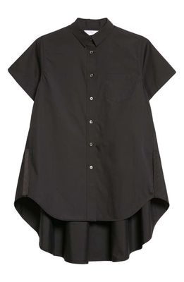 Sacai Extended Hem Poplin Shirt in Black
