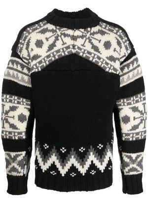 sacai fair isle wool-blend jumper - Black