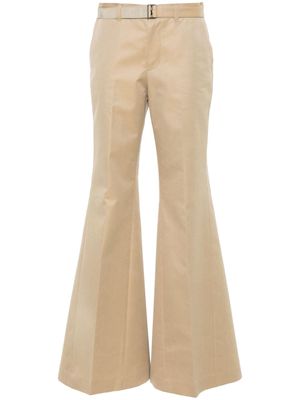 sacai flared belted trousers - Neutrals