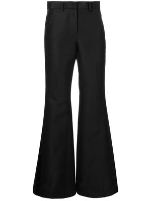 sacai flared wool-silk blend trousers - Black