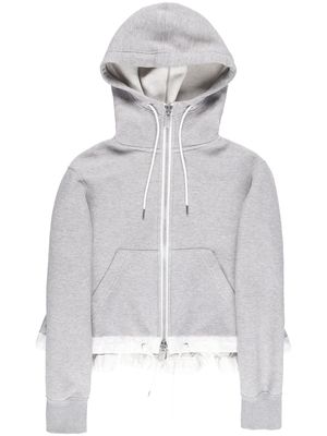 sacai flared zip-up hooded jacket - Grey