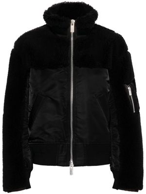 sacai fleece-texture wool bomber jacket - Black