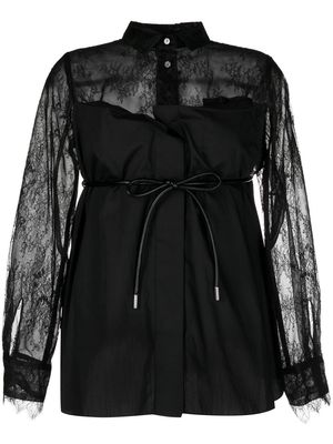 sacai floral-lace detail blouse - Black
