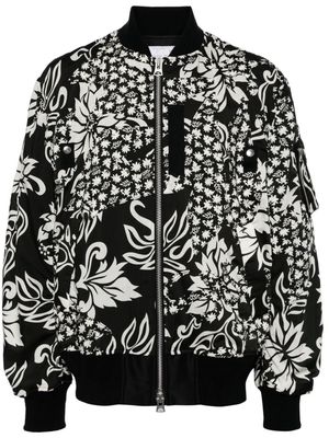 sacai floral-print bomber jacket - Black