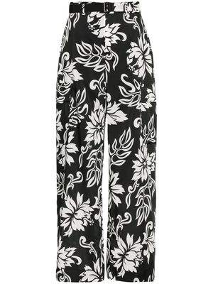 sacai floral-print cargo trousers - Black
