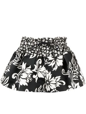 sacai floral-print flared shorts - Black