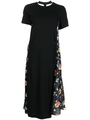 sacai floral-print midi dress - Black