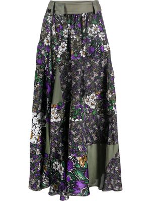 sacai floral-print midi skirt - Purple