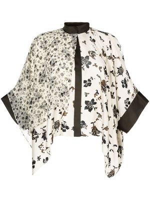 sacai floral-print panelled blouse - Neutrals