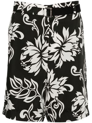 sacai floral-print poplin shorts - Black