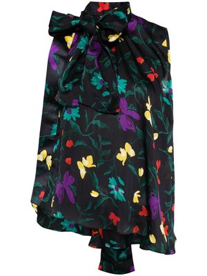 sacai floral-print satin blouse - Black