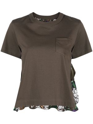 sacai floral-print short-sleeve T-shirt - Brown