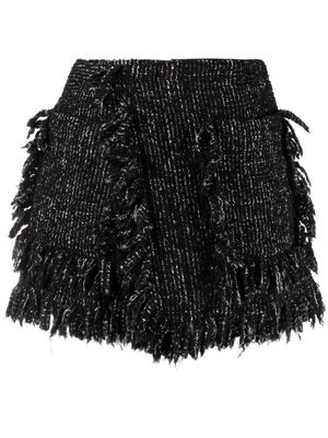 sacai frayed tweed layered skorts - Black