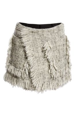 Sacai Fringe Wool Blend Tweed Skort in Off White