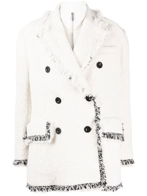 sacai fringed double-breasted coat - White