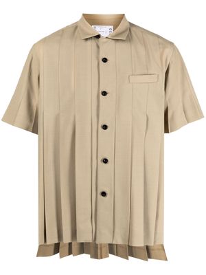 sacai fully-pleated shirt - Neutrals
