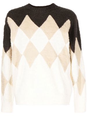 sacai geometric-design knit jumper - Brown