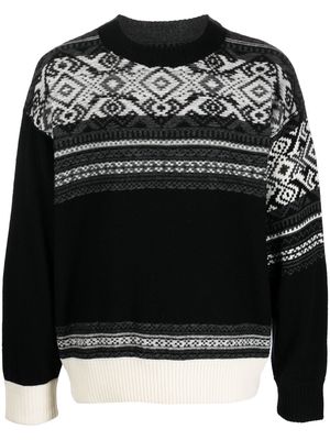 sacai geometric-intarsia wool jumper - Black