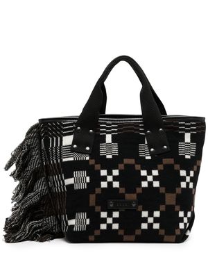 sacai geometric-print tassel tote bag - Black