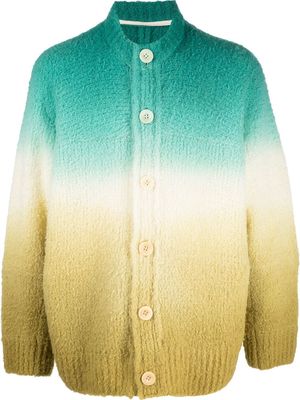 sacai gradient-effect wool-blend cardigan - Green