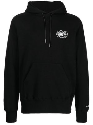 sacai graphic-print cotton hoodie - Black