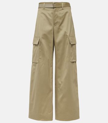 Sacai High-rise cotton gabardine wide-leg pants