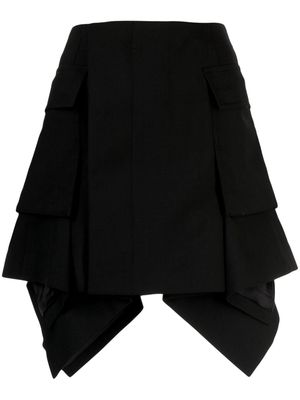 sacai high-waisted asymmetric mini skirt - Black