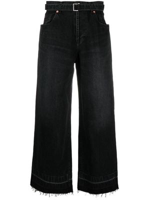 sacai high-waisted belted flared jeans - Black