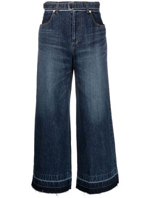sacai high-waisted belted flared jeans - Blue