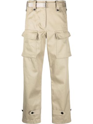sacai high-waisted cropped trousers - Neutrals