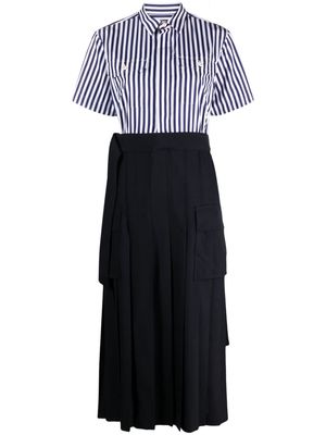 sacai high-waisted pleated midi skirt - Blue
