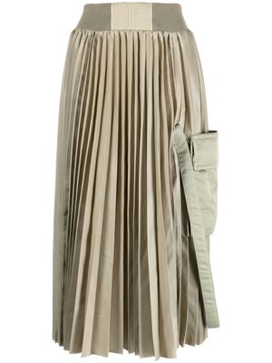 sacai high-waisted pleated skirt - Green