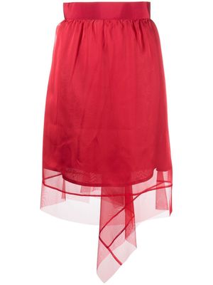 sacai high-waisted tulle midi skirt - Red