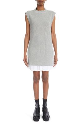 Sacai Hybrid Knit & Poplin Dress in Light Grey
