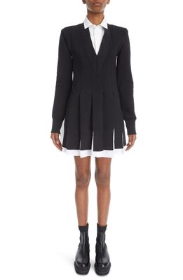Sacai Hybrid Long Sleeve Sweater & Poplin Dress in Black