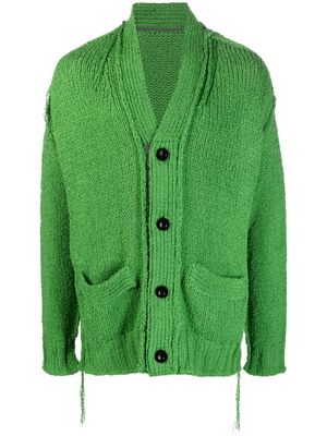sacai intarsia-knit drop-shoulder cardigan - Green