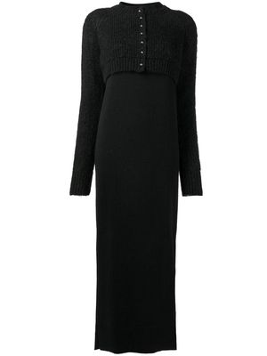 sacai knitted cardigan dress - Black