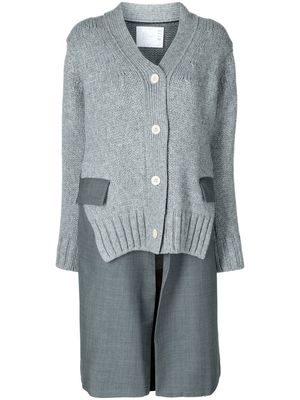sacai knitted cardigan dress - Grey