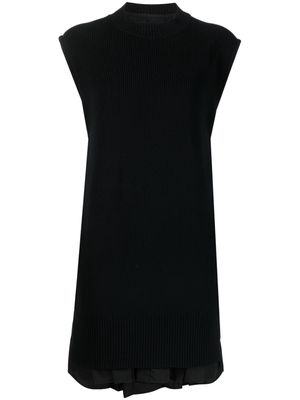 sacai knitted pleated mini dress - Black