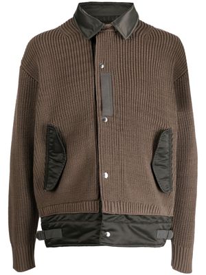 sacai knitted shirt jacket - Brown