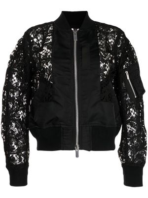 sacai lace-detail bomber jacket - Black