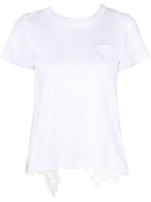 sacai lace-panel T-shirt - White