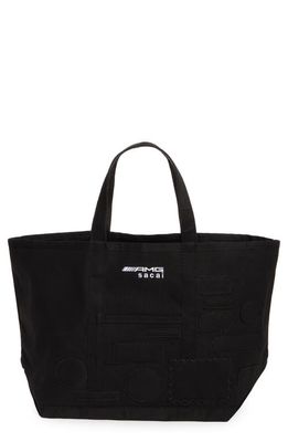 Sacai Large AMG Patch Canvas Tote in Black