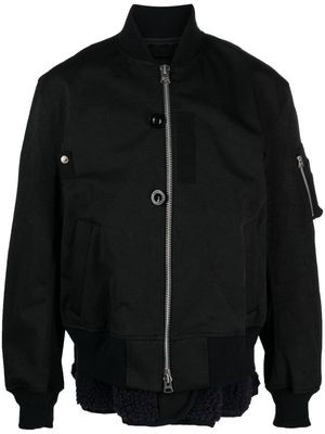 sacai layered band-collar bomber jacket - Black