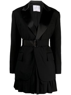 sacai layered belted single-breasted blazer - Black