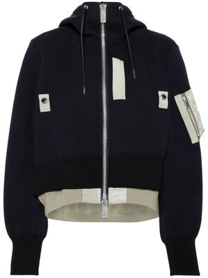 sacai layered cotton hoodie - Blue
