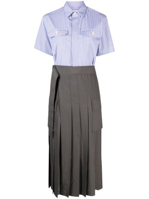 sacai layered cut-out shirt dress - Blue