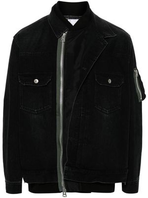 sacai layered denim jacket - Black