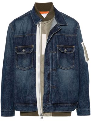 sacai layered denim jacket - Blue