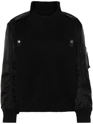 sacai layered-design cotton-blend sweatshirt - Black